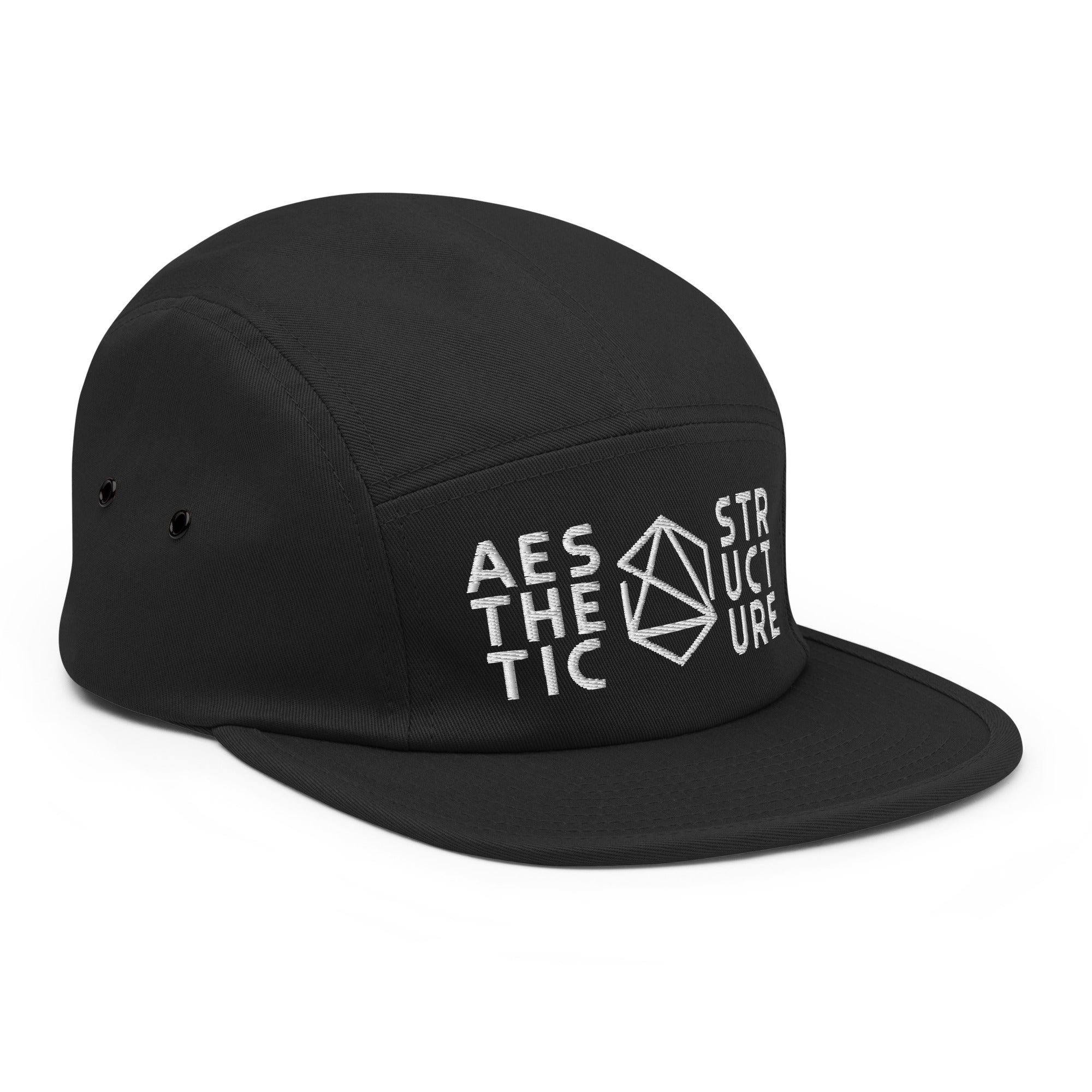 Unisex BLACK Aesthetic Structure Streetwear BRIGHT Five Panel Cap